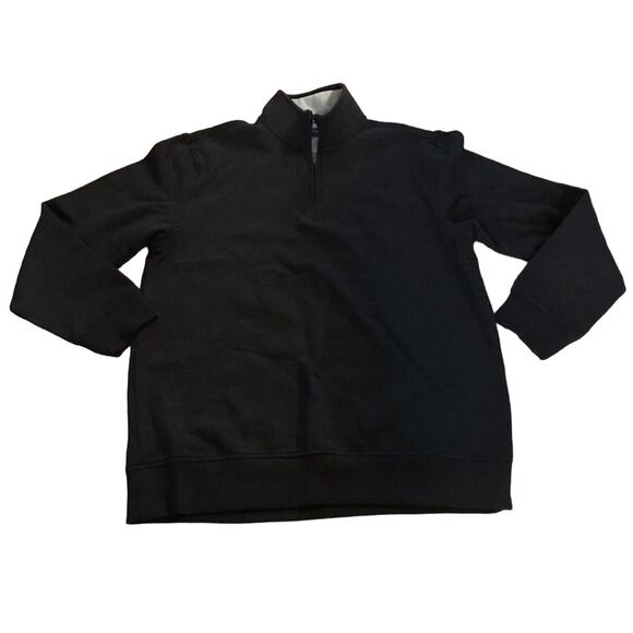 ARROW Men's Medium Sweatshirt Black Gray Solid Cotton Blend Half Zip - Picture 1 of 6